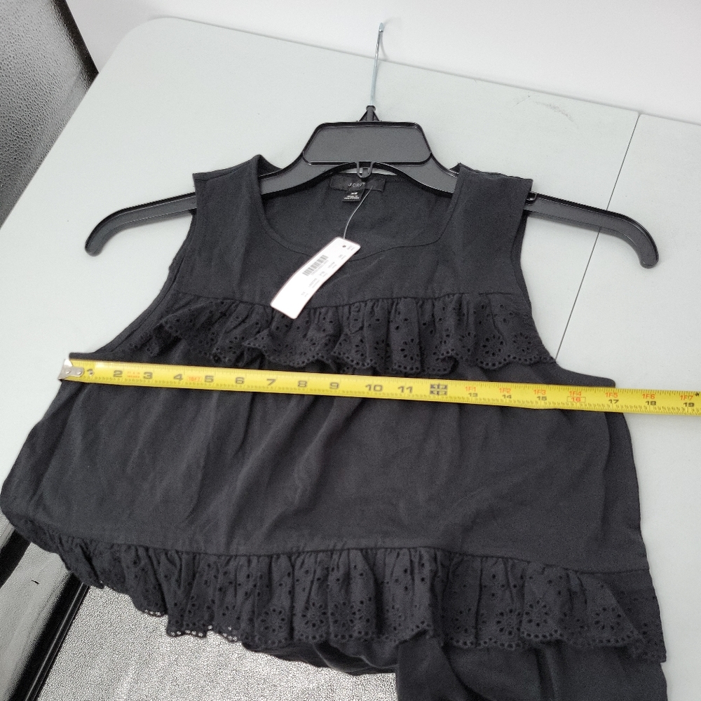 NEW J. Crew Tiered Eyelet Ruffle Tank Top Black Women's Size XS - Picture 3 of 7